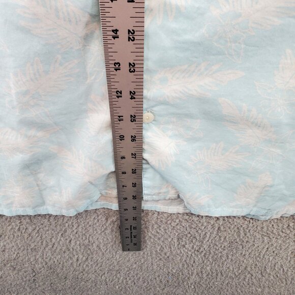 Hawaiian Short Sleeve Blue Button Up Shirt Pocket 2XL Palm Leaves - Picture 5 of 9